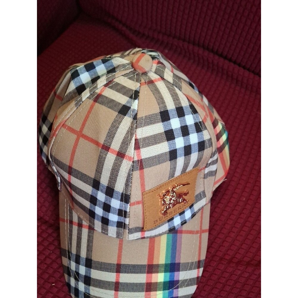 Burberry Beige Nova Check Rainbow Stripe Baseball Cap